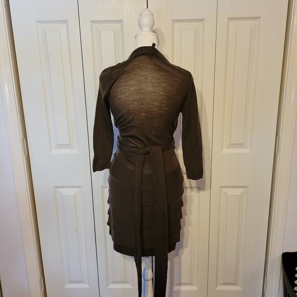 Bcbgmaxazria, XS | NWT Brown Wool Wrap Sweater Dress - Picture 2 of 6